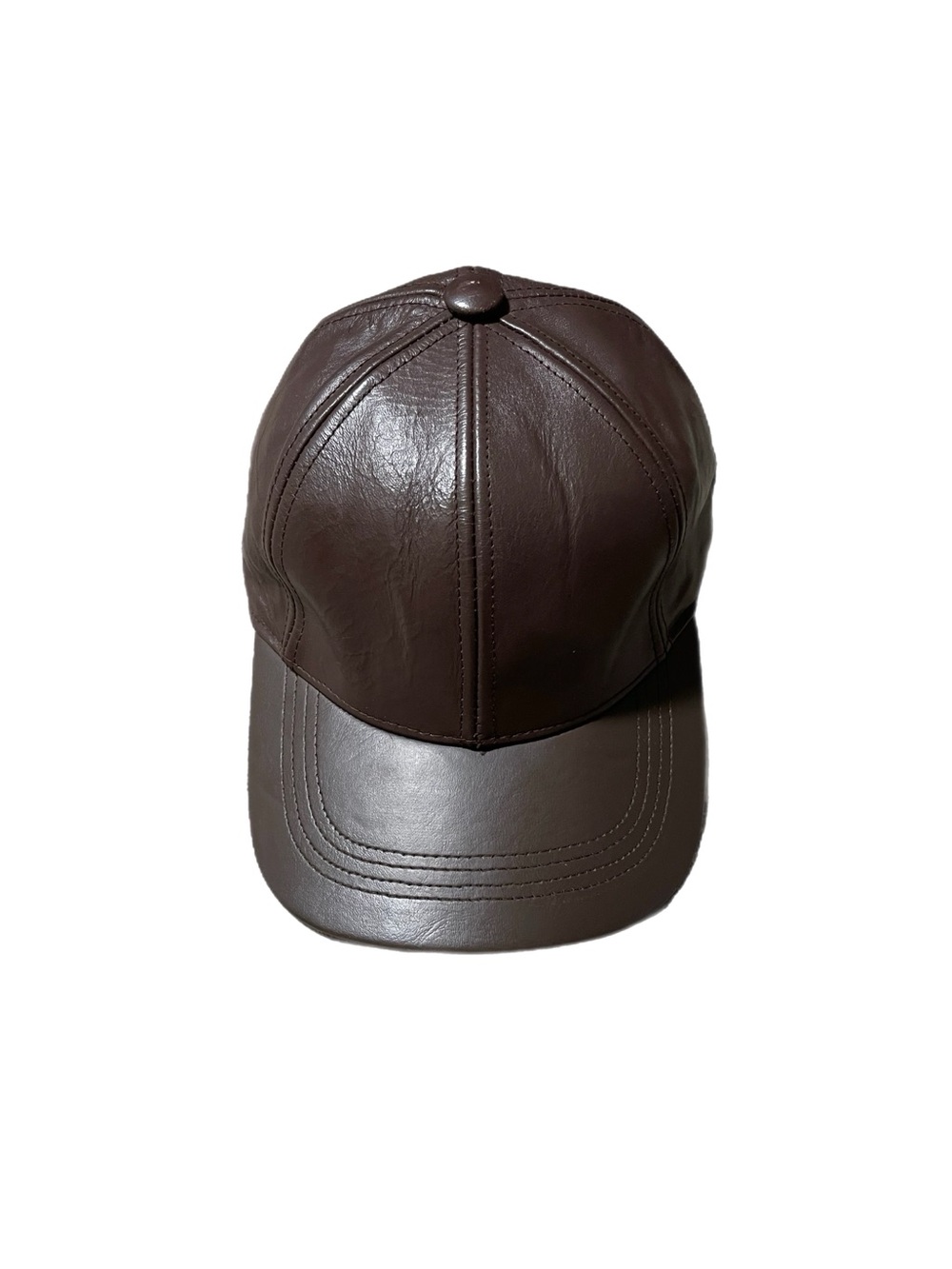 Vintage 90s MADE IN USA 100% Genuine Leather Brown Hat